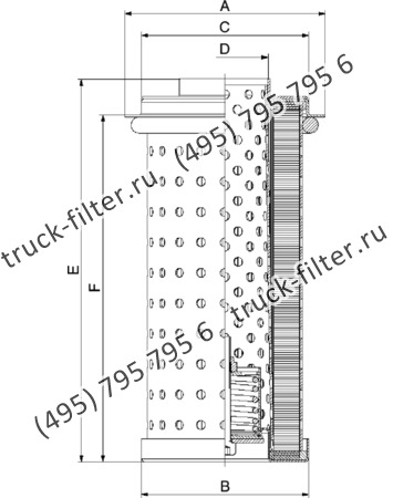 CF-001-6-0273 фильтр гидравлики цилиндрического типа с фильтрацией снаружи