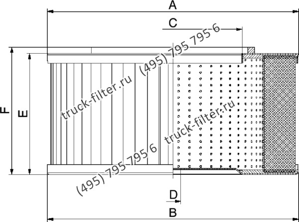 CF-001-8-0938 фильтр гидравлики цилиндрического типа с фильтрацией снаружи