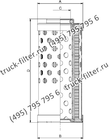 CF-025-4-0203 фильтр гидравлики цилиндрического типа с фильтрацией снаружи