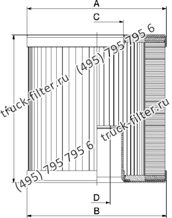 CF-025-4-0980 фильтр гидравлики цилиндрического типа с фильтрацией снаружи