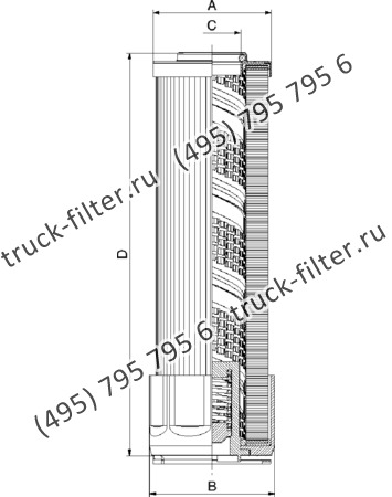 CF-025-4-1430 фильтр гидравлики цилиндрического типа с фильтрацией снаружи