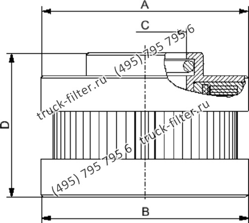 CF-2-56-T25-H-A фильтр гидравлики цилиндрического типа с фильтрацией снаружи