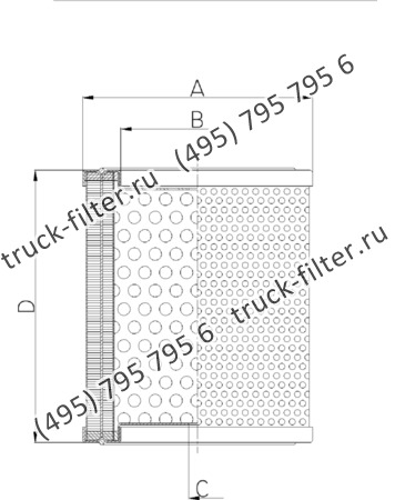 DCC-220260-0U цилиндрический воздушно-масляный сепаратор компрессора