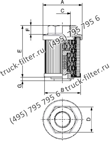 SUE-135-M60-B-G погружной фильтр гидравлики всасывающей линии с резьбой